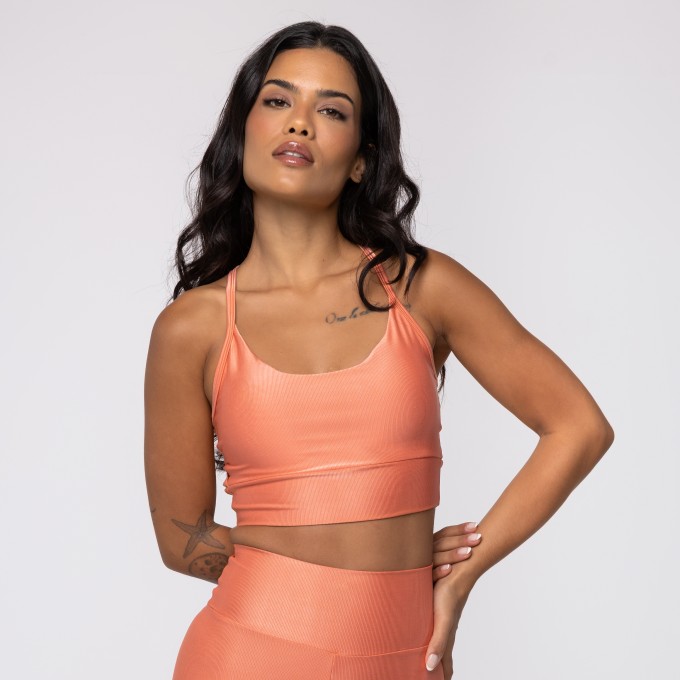 Top Laranja Claro Wonder com Recorte nas Costas