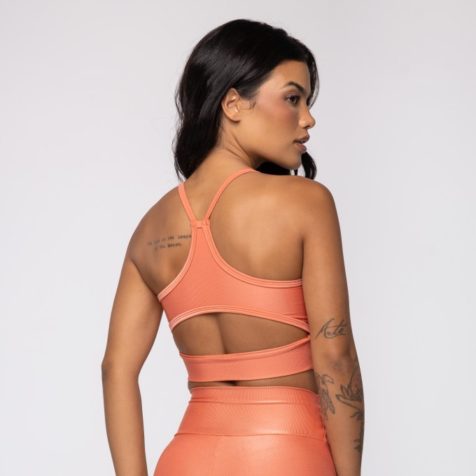 Top Laranja Claro Wonder com Recorte nas Costas