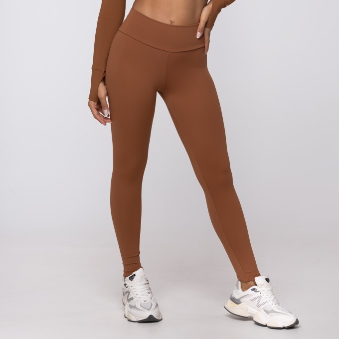 Calça Legging Marrom Nutella Athletic em Poliamida